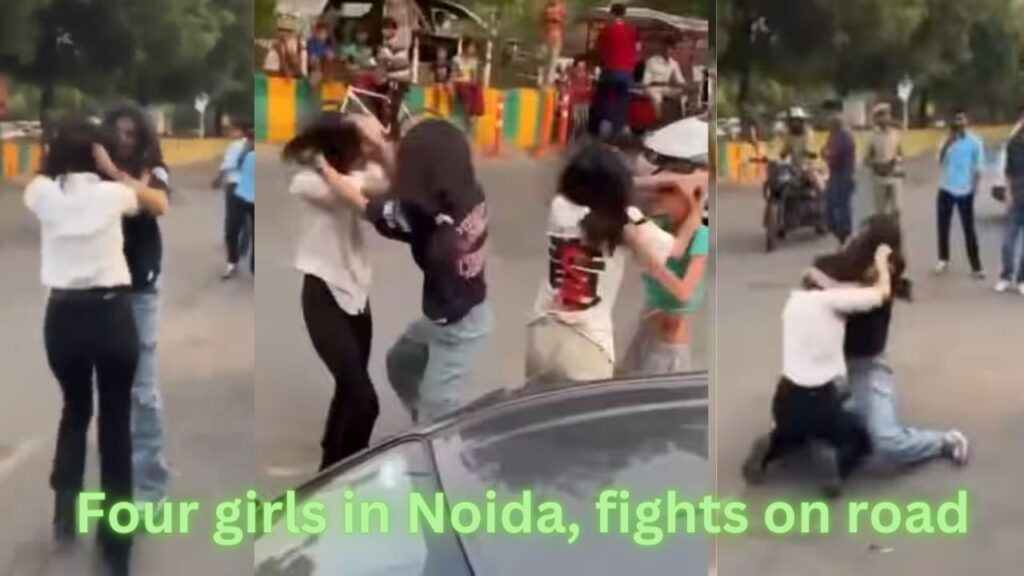 4 girls in Noida fights on road